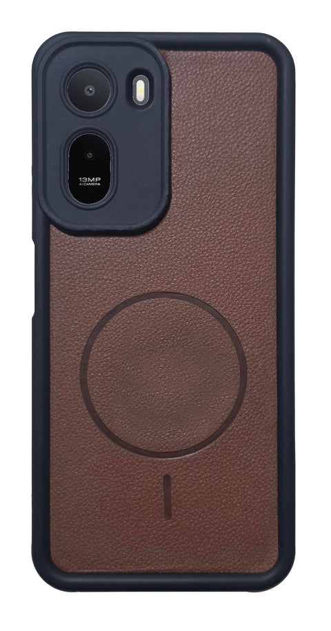 (For A7Pro) Xpress Leather Back Cover For Xiaomi Redmi A7 Pro Soft Silicon with Leather, Matte Finish, Camera Protection, Mag Logo, Slim Case,Anti-Shock (Brown)