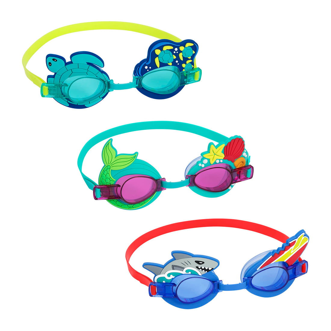 Bestway kids swimming goggles, swim goggles for kids, boys and girl | uv protection and adjustable strap, aquapals, assorted designs