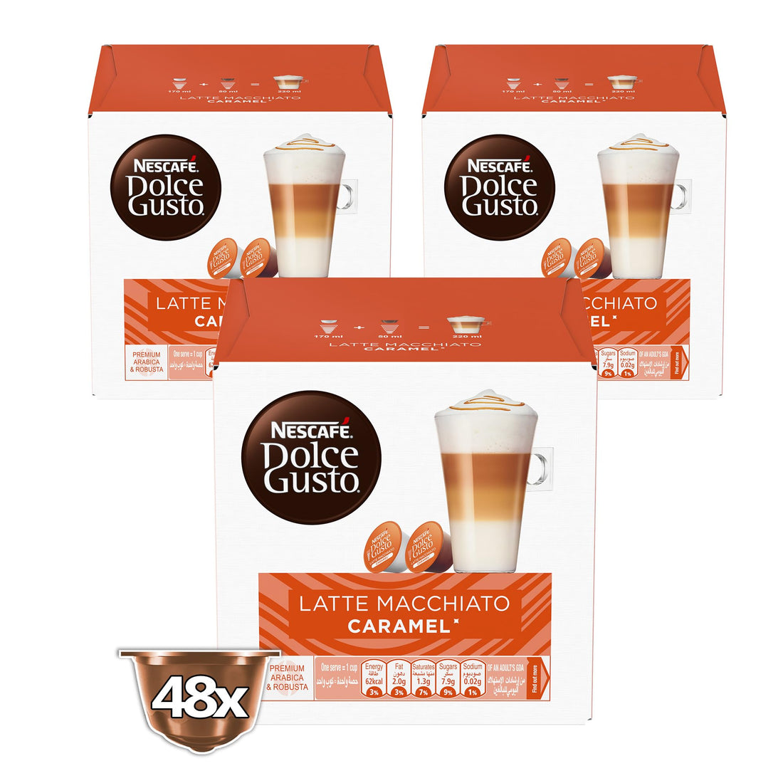 NESCAFÉ DOLCE GUSTO Caramel Latte Macchiato Coffee Capsules, 3 x Boxes of 8+8, 24 Servings