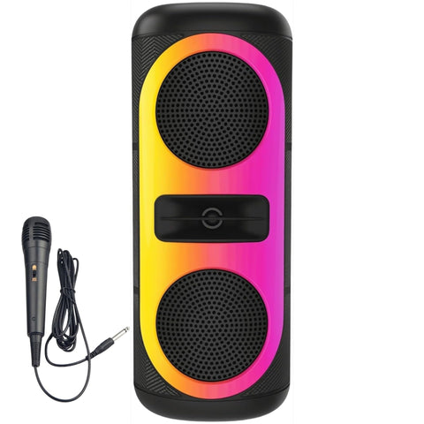 Wireless Bluetooth Speaker With microphone, Portable Subwoofer Dual Internal Speakers RGB LED & Rechargeable Battery, TV, Tablets, Computers, Supported MIC, DC Type-C, USB, AUX, TF Card, Sub (ZR 690)