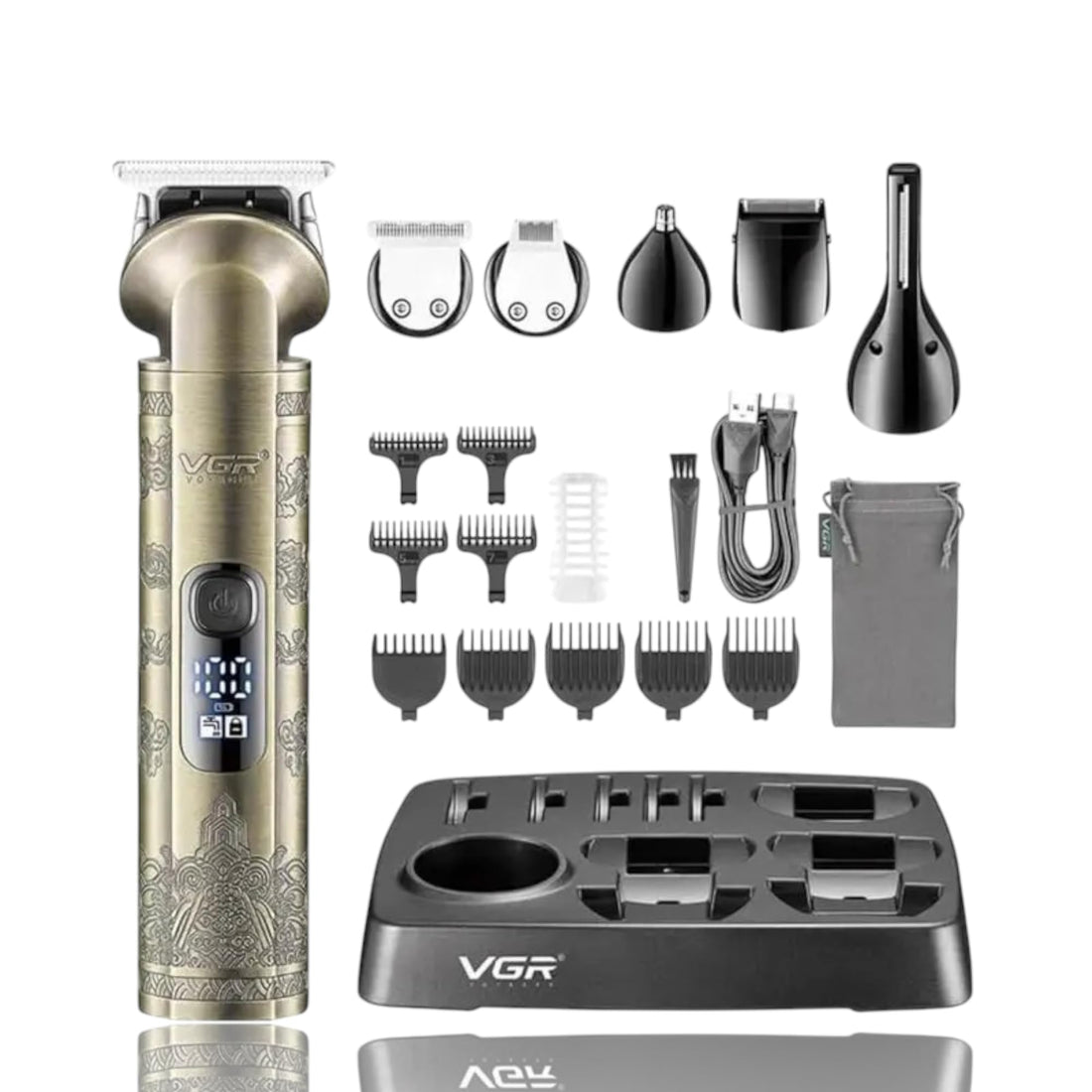 VGR Voyager V-109 6-in-1 Men's Grooming Kit, Hair Clipper, Beard Trimmer, Nose Trimmer, LED Display, Cordless, IPX6 Waterproof
