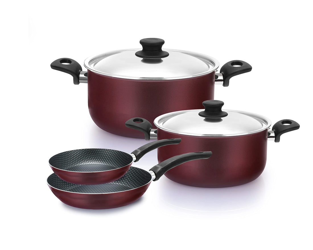 Trueval Teflon cookware set 6 pieces frying pan size 14-22 + Cooking Pot size 16-24