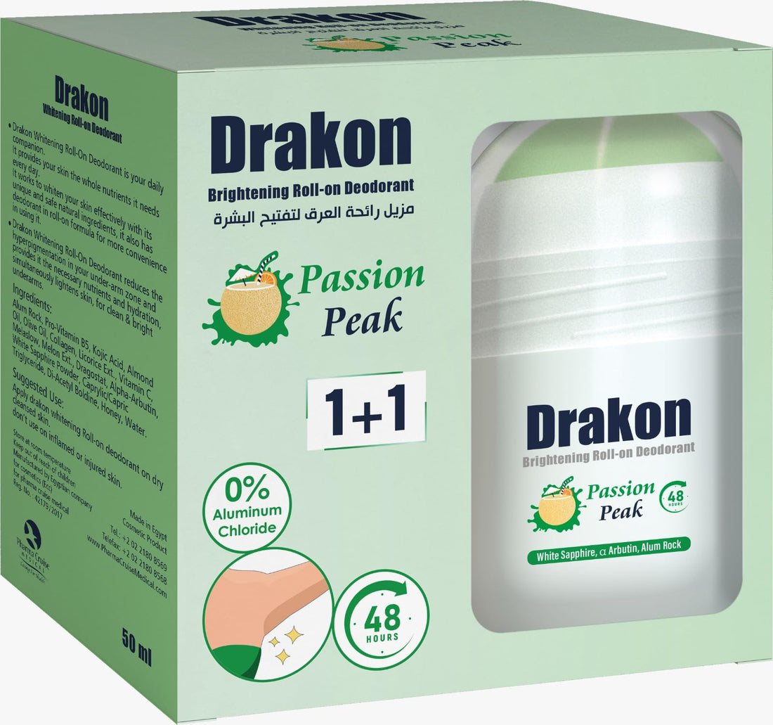 Drakon Roll-On Deodorant 5in1 Passion Peak Scent,48h Protection For Sensitive Skin Aluminum Chloride & Alcohol Free,(1+1) Promopack - 50 ml+50ml
