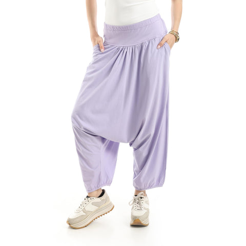 Azul Women's Single Jersey Harem Pants, 100% Cotton Relaxed Boho Trousers, Lightweight Breathable Casual Bottoms