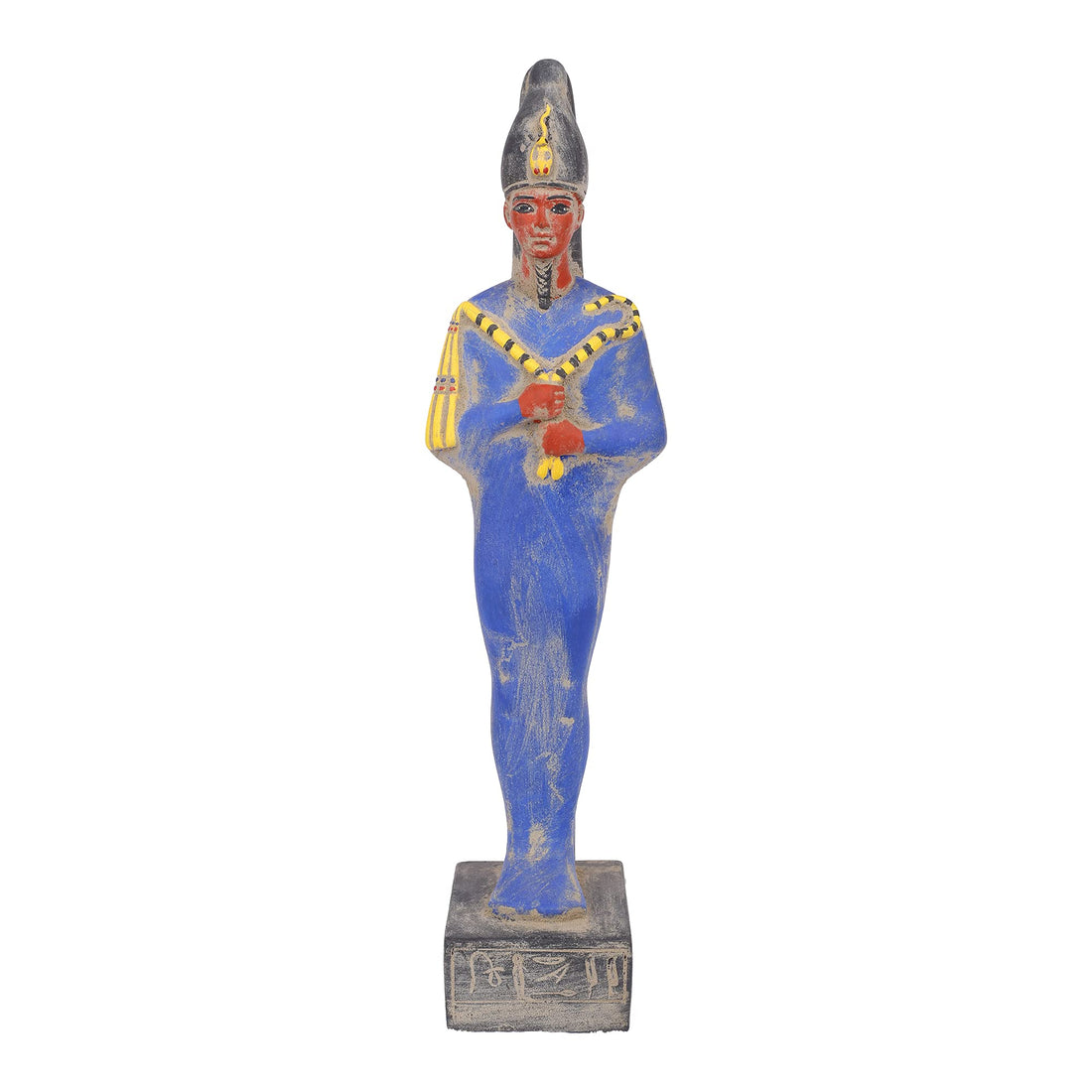 Statue of Osiris the Egyptian Lord of the underworld and judge of the dead made of heavy Stone with natural colours