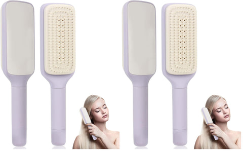 Self-Cleaning Hair Brush, Organic Hair Brush Without Pulling, Detangler Brush, Rotating Design, Professional Detangling Brush for Wet, Dry Hair, Women, Men (Purple) (Pack of 2)