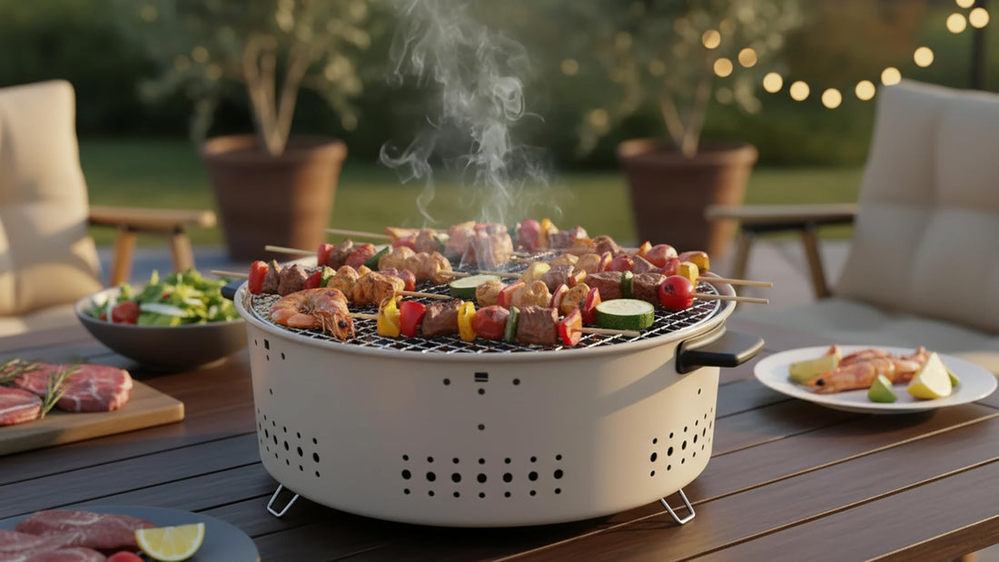 Non-Stick Grill - Mini Charcoal Barbecue with Anti-Heat Handle for Safe Handling, Ideal for Home, Outdoor Gatherings, and Camping Activities