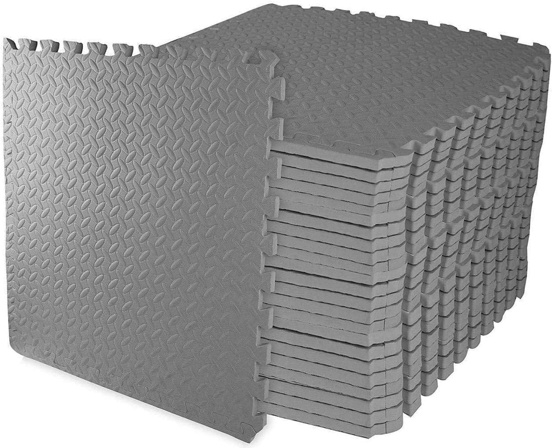 1 Inch/25mm Gym Mat for Floor Workout, Interlocking EVA Foam Padding Floor Tiles, Yoga, Kids (Grey, 60 * 60 * 1cm, 16)
