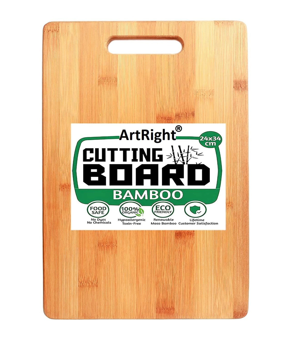 Bamboo Wooden Chopping Board for Kitchen with Metal Handle| Vegetable| Fruit & Meat Cutting Board for Kitchen Items| BPA Free| Eco-Friendly| Anti-Microbial & Recyclable (30 X 20 cm| Small)