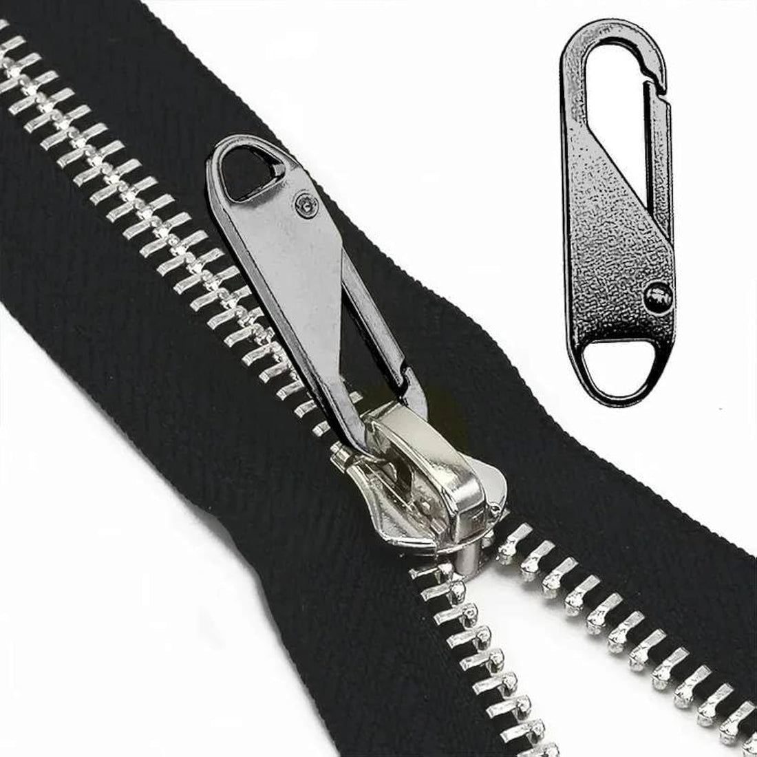 Spaceshoop Pack of 5 Metal Zipper, Zipper Pull Replacement Kit for Clothing, Suitcase, Coat, Boots, Jacket, Backpacks (Silver)