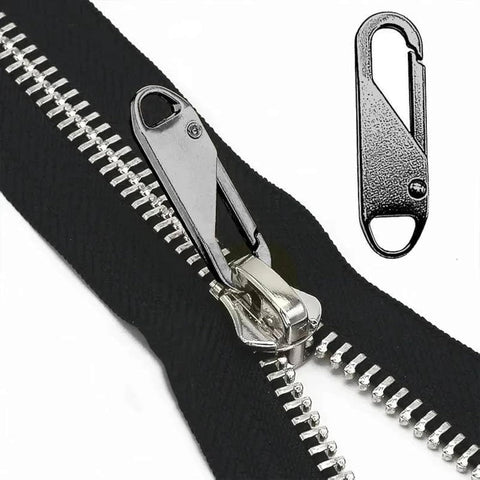 Spaceshoop Pack of 5 Metal Zipper, Zipper Pull Replacement Kit for Clothing, Suitcase, Coat, Boots, Jacket, Backpacks (Silver)