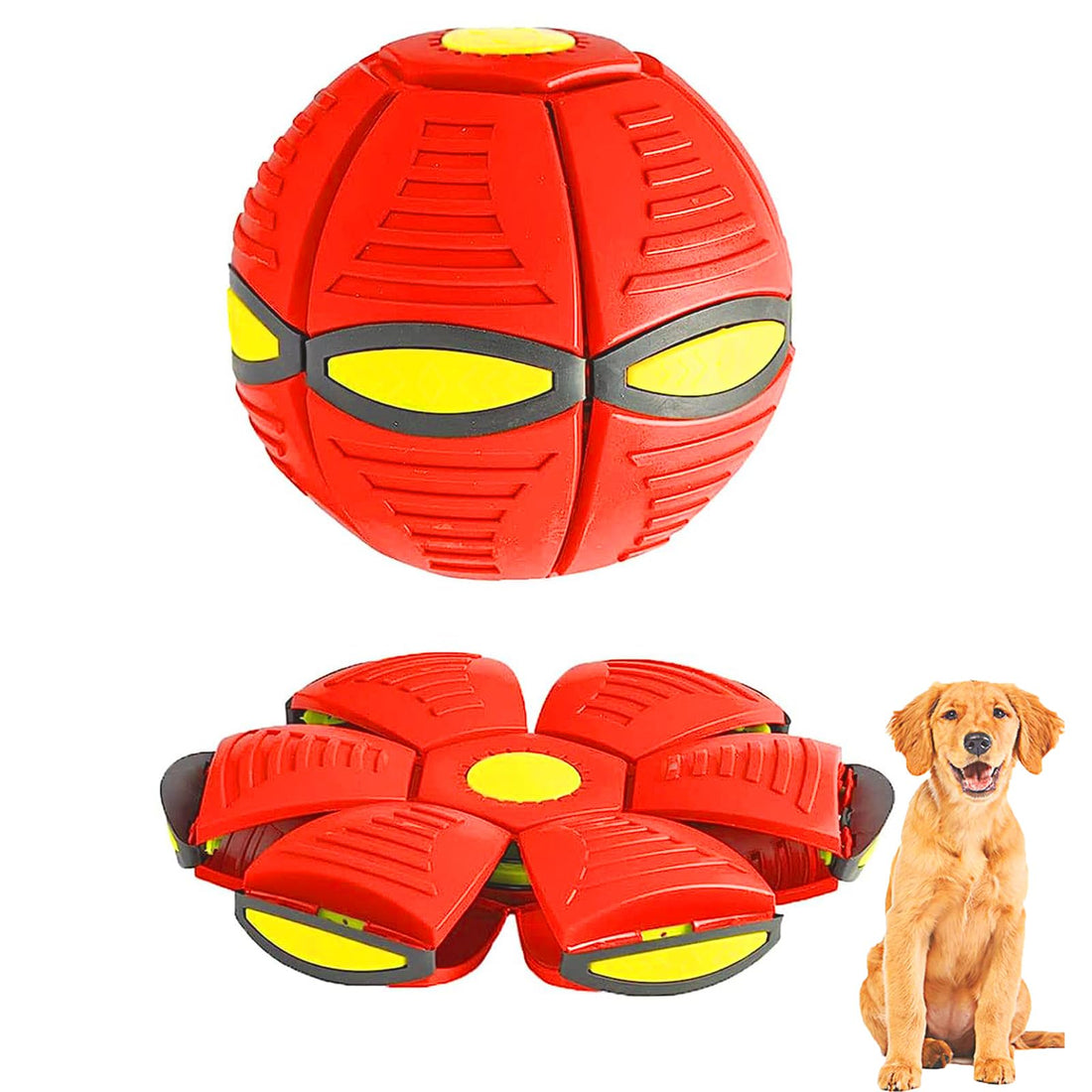 Dog Flying Saucer Ball -Light OwowPet Pet Magic Ball Puppy Birthday Dog Toy Balls Interactive Herding Decompression Kids Toys (Red)