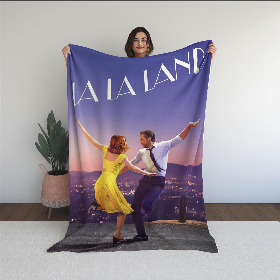Ultra Soft Fleece Throw Blanket - Featuring Celebrities of Movie Poster - 120x160 cm - Smooth Warm Material - Plush Fuzzy Cozy Warm Winter. (LALA Land)