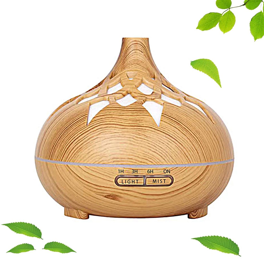 Aroma Diffuser & Aromatherapy Diffuser Cold Mist Humidifier - Essential Oil Diffuser with 7 Kinds of Ambient Light Settings and 3 Timers, Waterless Automatically Closes (Light Wood)