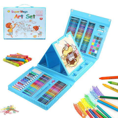 Art Set 208Pcs Art Supplies Kit Artists Drawing Set Sketching Painting With Portable Storage Case Double Sided Trifold Easel Oil Pastels Color Pencils Brush Crayon Makers for Kids Beginner