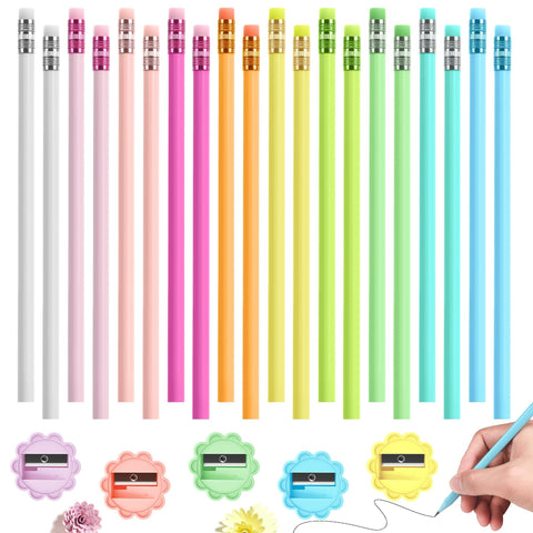 #2 HB Pencils with Eraser and Sharpener Bulk School Supplies, Pastel Colored Unsharpened Pencils for Kids Drawing and Writing, Non-toxic Kids Coloring Pencils, Ideal School and Office Use