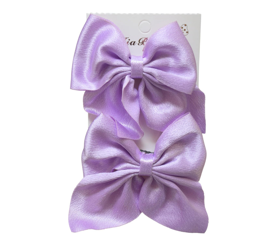 Daphne 2-Piece Girls Bow Hair Clip Set - Purple