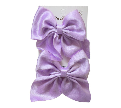 Daphne 2-Piece Girls Bow Hair Clip Set - Purple