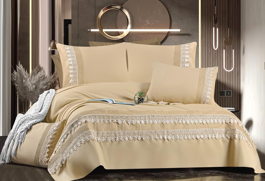 bed sheet set size (225 * 260) - rose organza (beige)