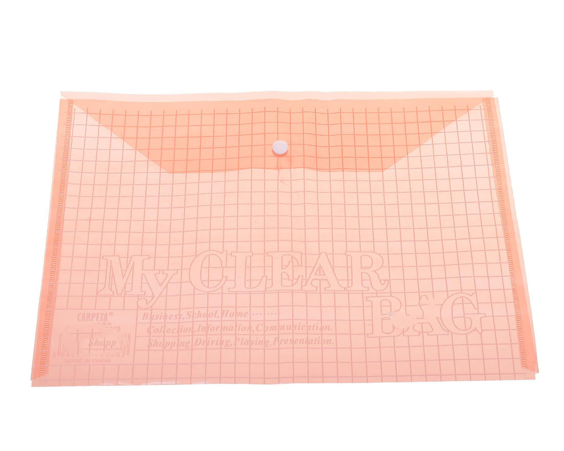 Simba File with Capsule Squares Foolscap 180 Micron Orange Model FC20918 Sturdy Plastic Folder Designed for Organized Paper Storage