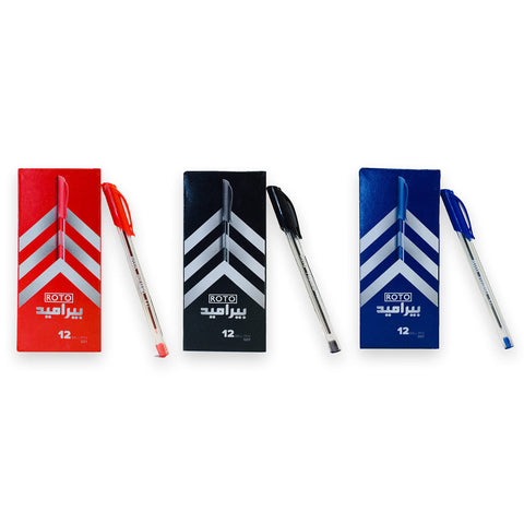 Set of ROTO Pyramid Pens 0.7mm (Blue, Black, Red) 36 Pens