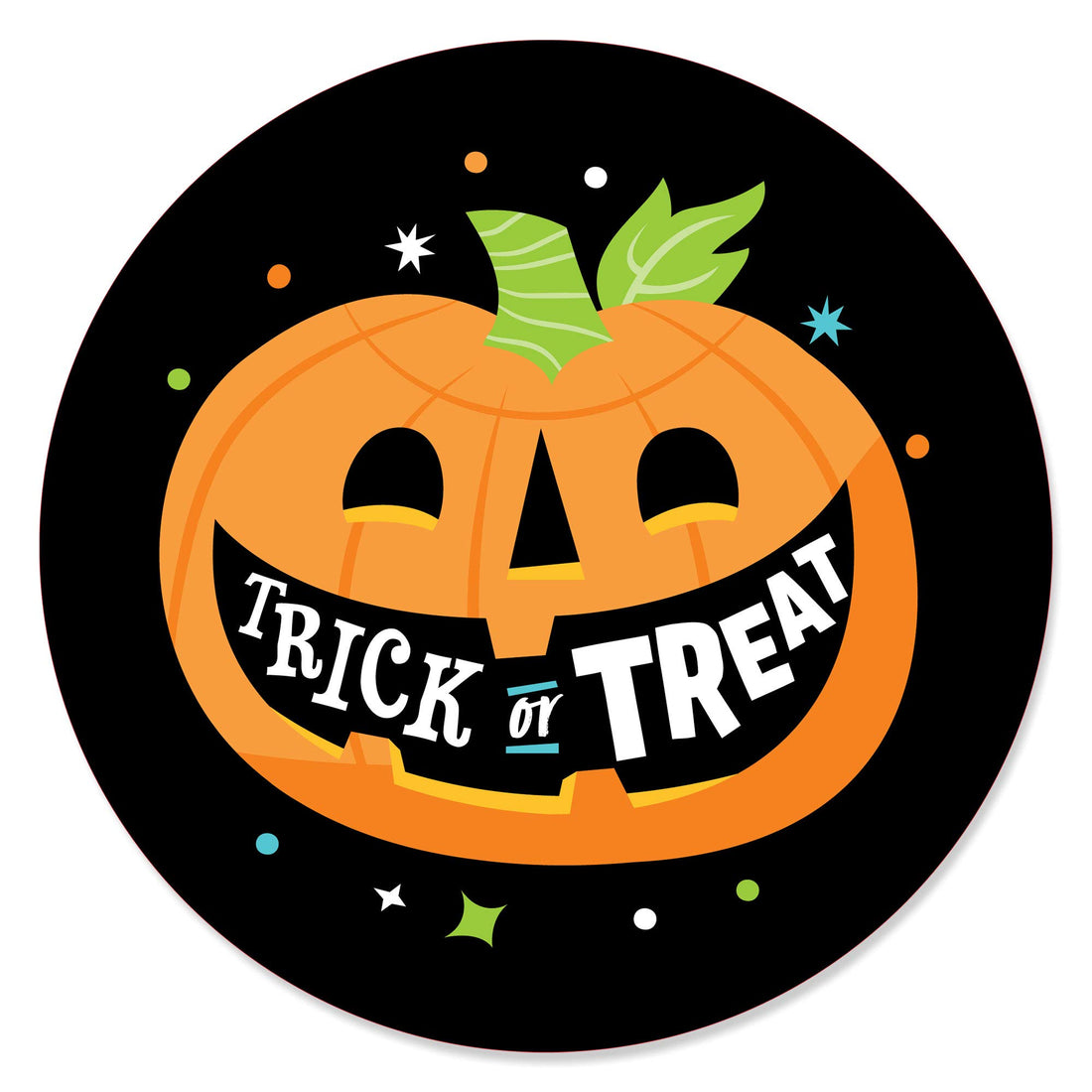 Big Dot of Happiness Jack-O'-Lantern Halloween - Kids Halloween Party Circle Sticker Labels - 24 Count