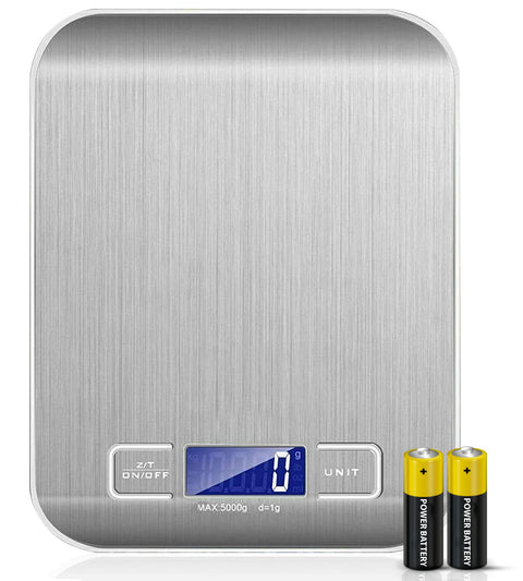 GRIFEMA - GA2002, Kitchen Scale with LCD Display, Stainless Steel, Multifunctional Food Scale 5kg/11lbs, Blue [Amazon Exclusive]