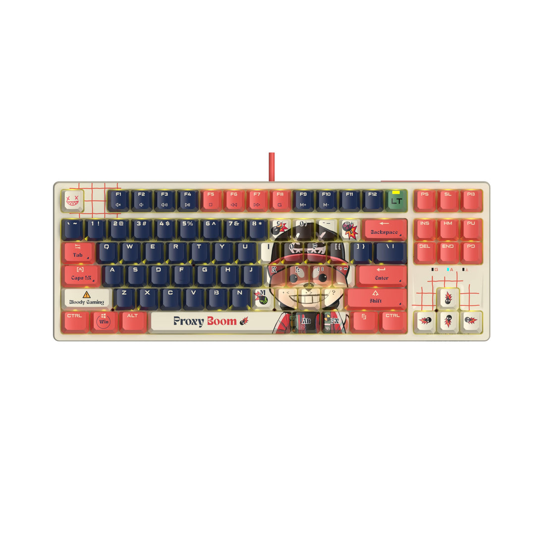 Bloody x Savage Impact AT87 Alpha Optical Switch Performance Keyboard - Adjustable Actuation Point, Gaming PBT Keycaps, Boom Design, Stealth Quiet Typing, TKL Design