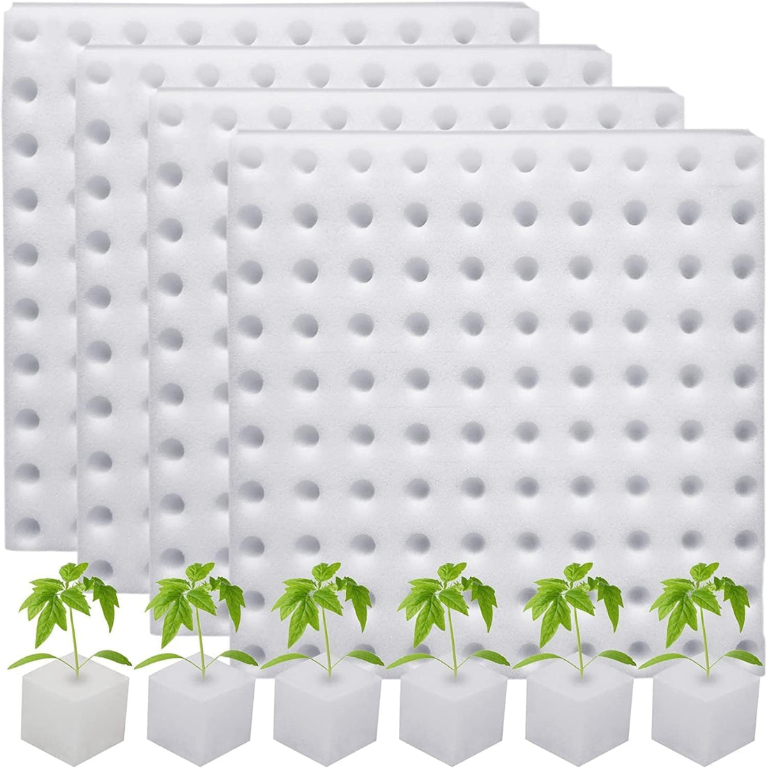 400Pcs Hydroponic Sponges Planting Tool, Gardening Seedling Soilless, Vegetable Planting Sponge, Greenhouse Cultivation for Small Bud Growth & Grow Seedlings (4Sheets)