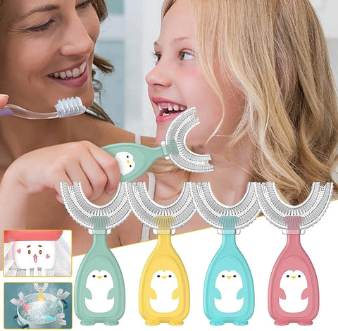 Khazna Kids Toothbrush U Shaped Soft Brush Head Design, Toothbrushes Toddler U Shaped Toothbrush 360 Kids U-Shaped Toothbrush Full Mouth Toothbrush Large Head Toothbrush PP material 4Pcs