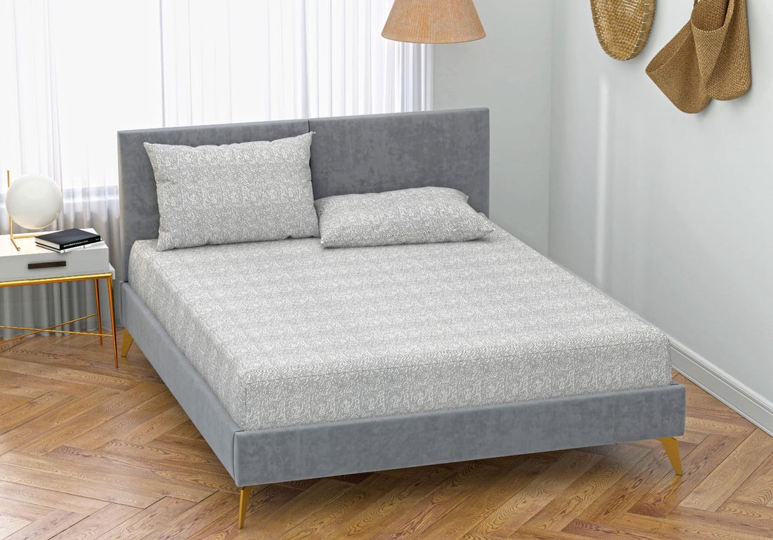 QBED Fitted Sheet Set for Hotels, Homes, Touristic Villages 3 Pieces (Charcoal Hashir, 180 * 200 * 30 cm)