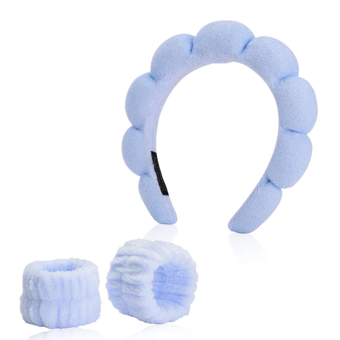 Facial Spa Headband With Wrist Towel Band Set For Women & Girls Makeup Hair Band, Facial Spa Wash Bands, Soft Hand Bands & Headband Combo For Face Washing, Skincare, Beauty (Blue)