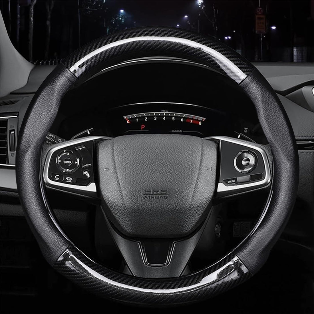 Steering Wheel Cover, Leather Car Steering Wheel Covers for Women and Man Breathable Anti-Slip Odorless,Universal Fit 15 Inch (Black)