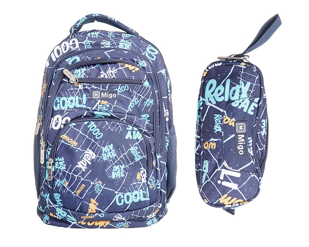 Migo Set Laptop School Backpack 18"+ Pencil Case