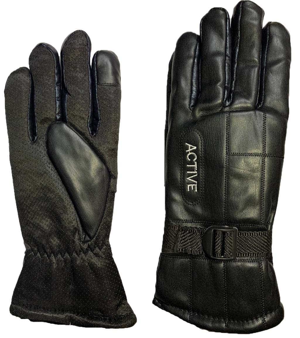 Unisex Waterproof Insulated Sports Leather Bicycles Guanti Touch Screen Leather Strap for Expandable and Tightening, Design Outdoor Sports Winter Skateboard,Winter Guanti for Men Women