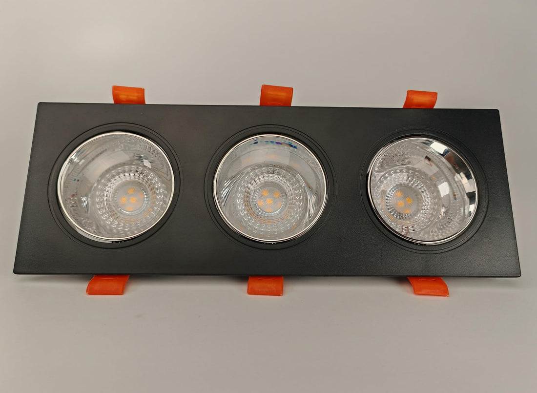 Al Ameer Spotlight LED Trio Light MR16 Fork LED Bulb – Elegant Black Rectangular Body with Three COB Lighting Units – Ideal for Gypsum Ceilings and Focused Interior Lighting