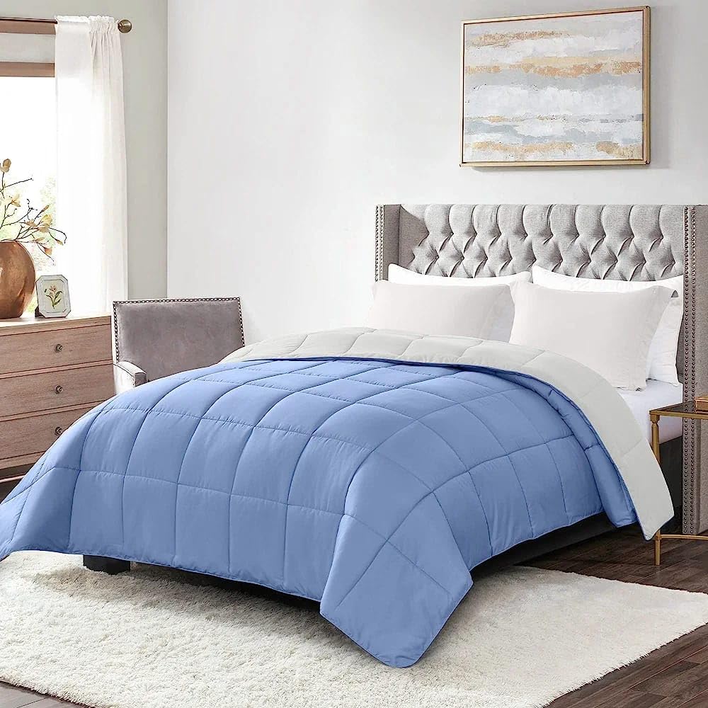 Line Sleep Double Face Quilt (Baby Blue, 220.240)