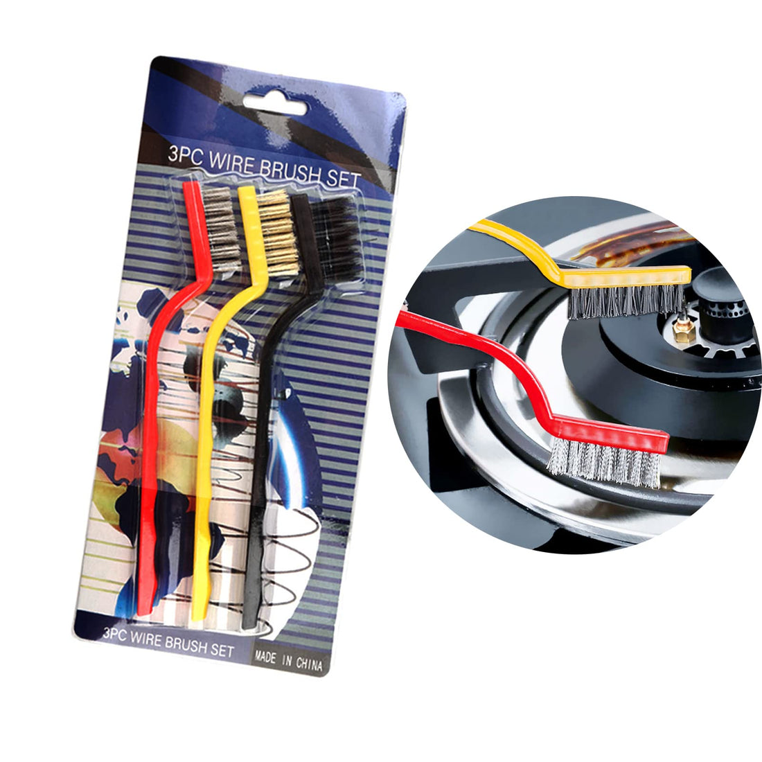3Pcs Wire Clean Brush Set for Cleaning and Rust Removin