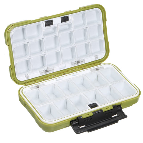 PATIKIL Waterproof Fishing Lure Box, Plastic Two-Sided Fish Tackle Bait Storage Container, Green
