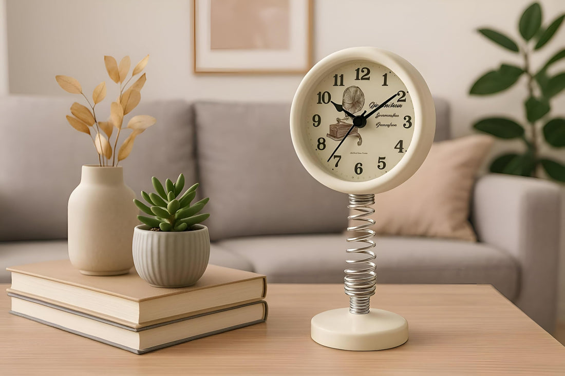 Decorative Clock - Contemporary coiled-stand concept transforms a simple time display into a sophisticated sculptural accent that enhances ambiance and punctuality simultaneously.