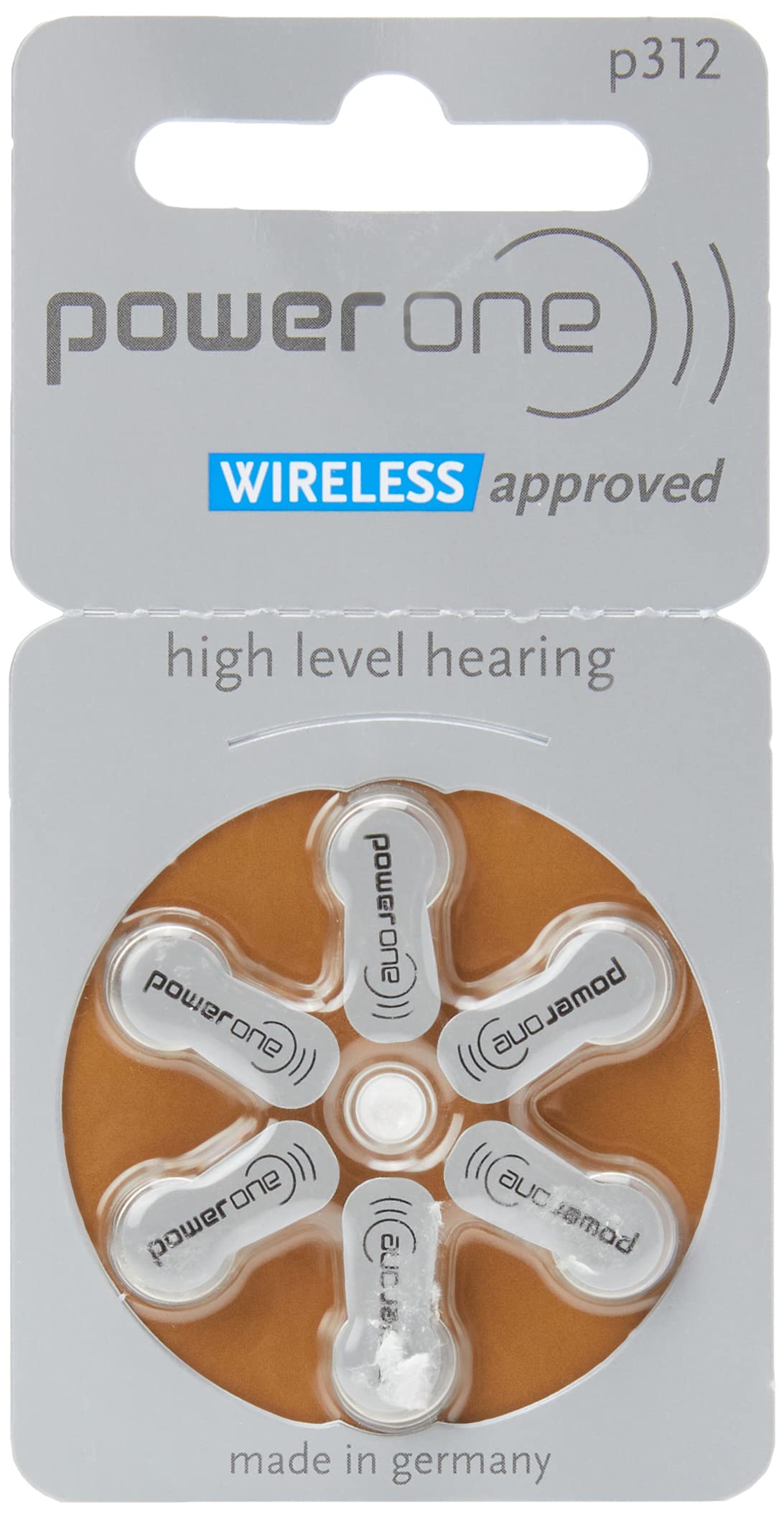 power one Pack of 6 hearing aid batteries p312 (brown), 1.45 Volt, 170 mAh