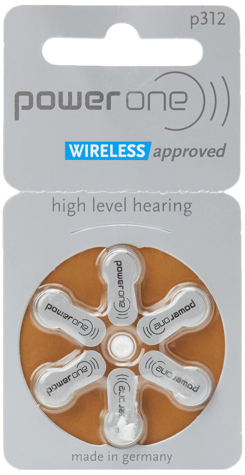 power one Pack of 6 hearing aid batteries p312 (brown), 1.45 Volt, 170 mAh