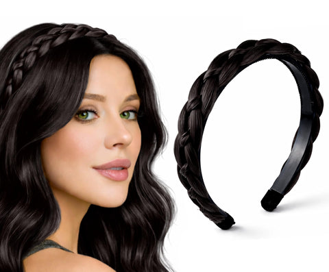 Braided Headband For Women - Double Braid 6 Inch Synthetic Hair, Natural Look, Soft & Lightweight, Everyday Hairstyle, Model - JW221B (#4)