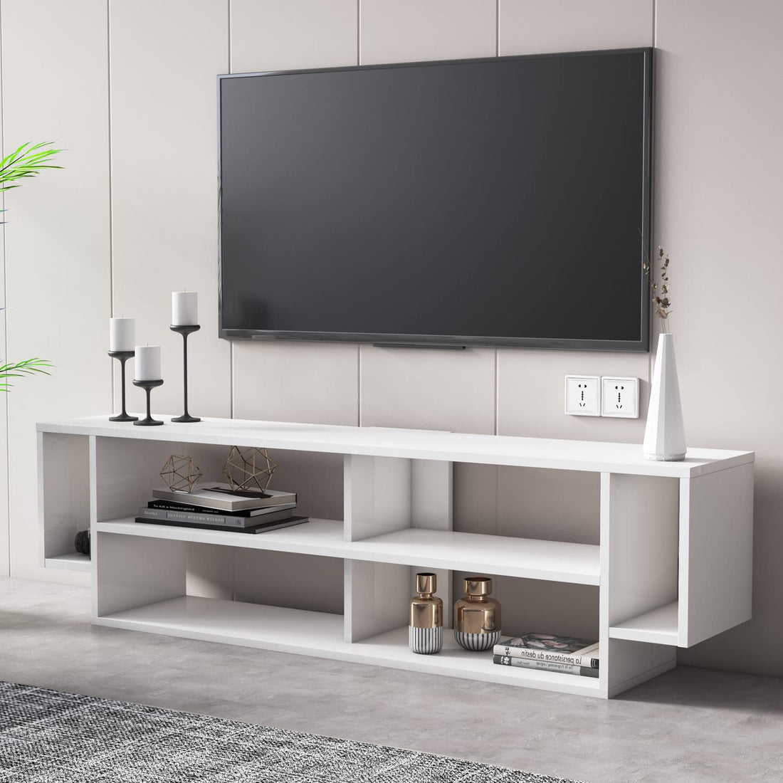 home gallery Modern White TV Stand and Media Console - White