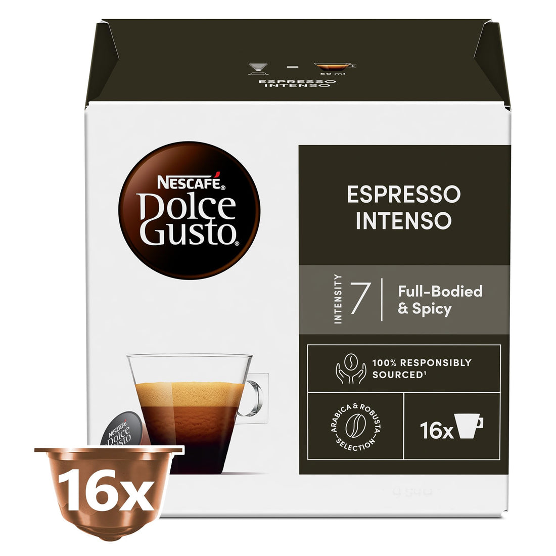 NESCAFÉ DOLCE GUSTO Espresso Intenso Coffee 16 Capsules, Black