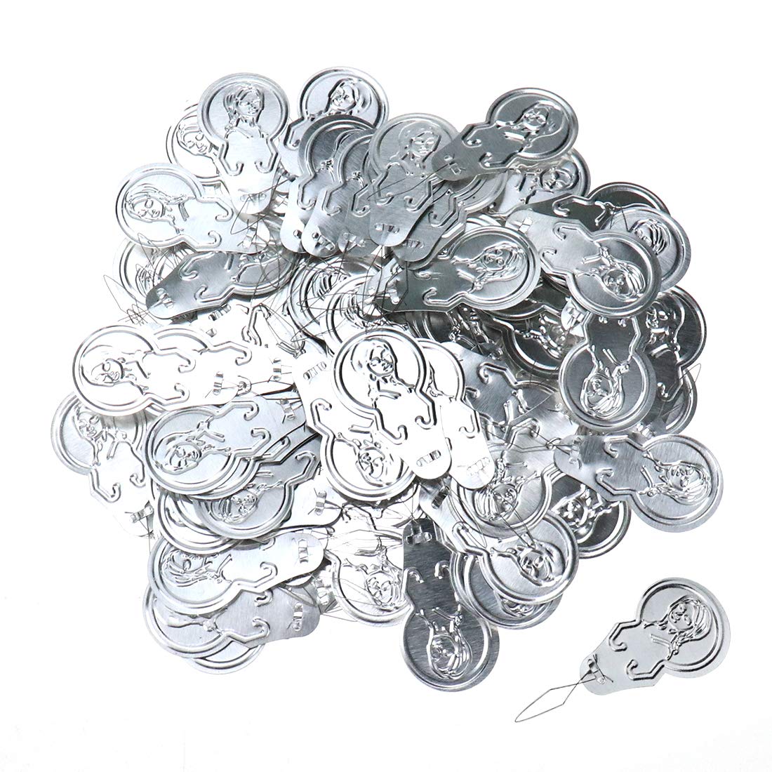 100Pcs Needle Threader Stitch Insertion Hand Machine Sewing Tool Gourd Shape Aluminum (Silver)