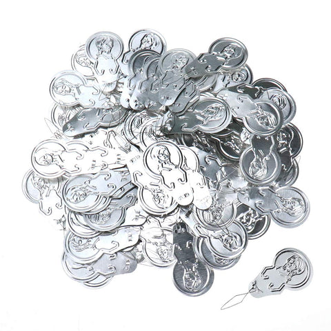 100Pcs Needle Threader Stitch Insertion Hand Machine Sewing Tool Gourd Shape Aluminum (Silver)