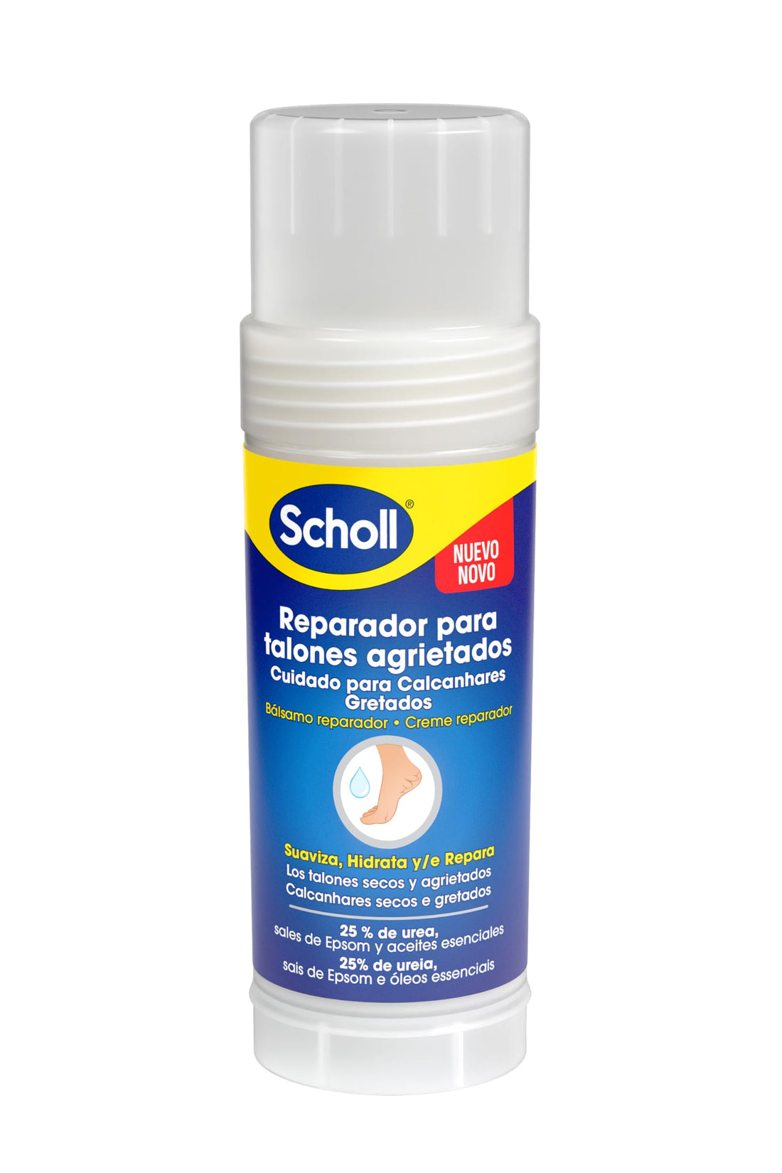 Scholl Repair Balm for Cracked Heels - Smooths, Hydrates and Repairs Dry, Cracked Heels - 25% Urea, Epsom Salts & Essential Oils