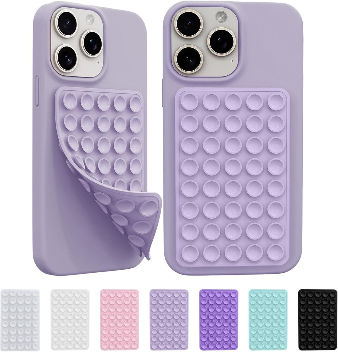 Silicone Octo Cup Buddy Sticky Grip Holder for Cellphone, Silicone Suction Phone Case Mount Double Sided, Hands-Free Phone Accessories Strong Grip Holder for Selfie and Video (Light Purple-2 Pack