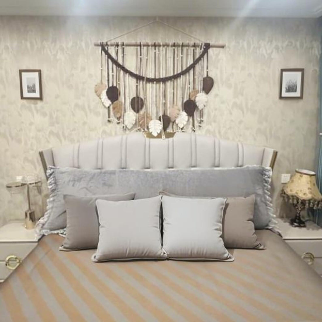 Brown Leaf Macrame Wall Hanging,Abstract Boho Hand Woven Wall Tapestry,Bohemian Cotton Decor, Living Room Delicate Background Wall Decor Art (small)